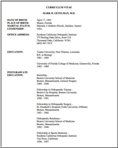 Getelman Perf Mark Getelman, MD | Knee & Shoulder Specialist | Van Nuys, Thousand ...